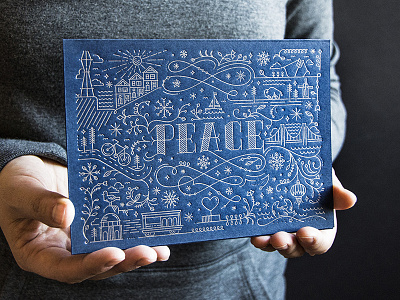 San Francisco Themed Metallic Letterpress Holiday Card