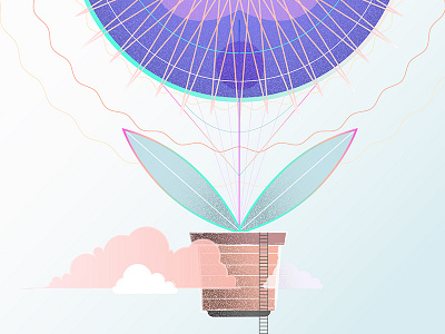 Poster WIP airship colorful float flower gradients grain hot air balloon illo sky texture wip