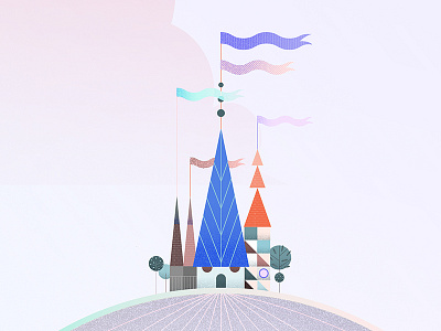 WIP - Tiny Castle castle colorful geometric gradients grain illo layers pastel pattern soft texture