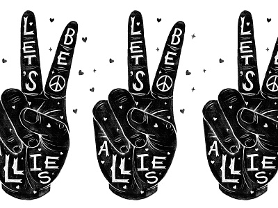Let's be allies black and white goodtype goodtypetuesday grain handlettering illustration letsbeallies lettering texture type typography