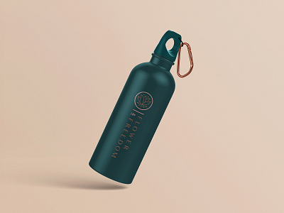 Flower & Freedom - Water bottle brand cannabis design fitness health logo merch mock up product water bottle wellness