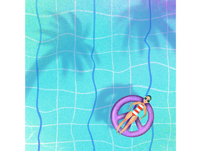 Pollinate with Peace No. 7 chill float floaty illo illustration malibu mood peace pollinatewithpeace pool procreate pwp relax swimming swimming pool texture vacation vibes