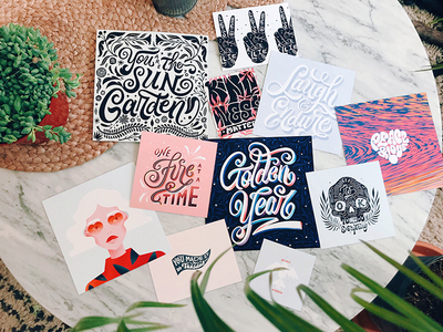 Prints! artwork color handlettering illo illustration lettering letters pastel printed prints type