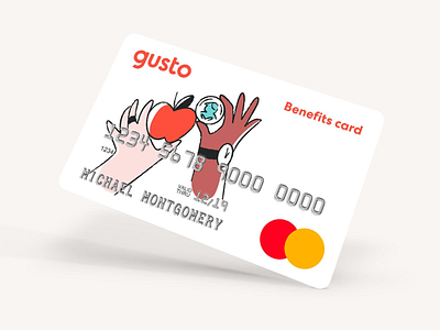 Gusto Benefits card benefits credit card gusto health illo illustration layout payroll