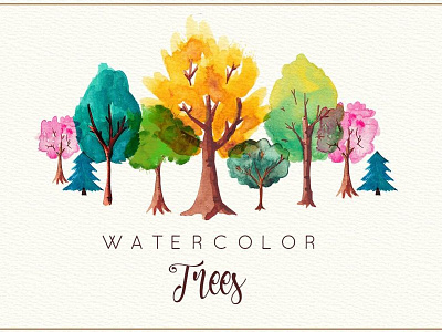 Watercolor trees clip art forest tree watercolor wood