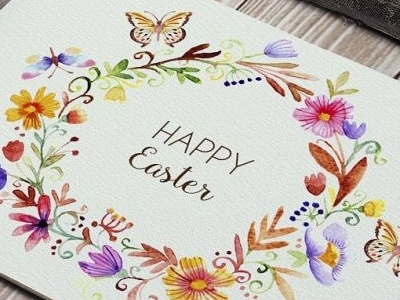 Watercolor Easter Floral Frame easter flower frame holiday save the date watercolor wedding wreath