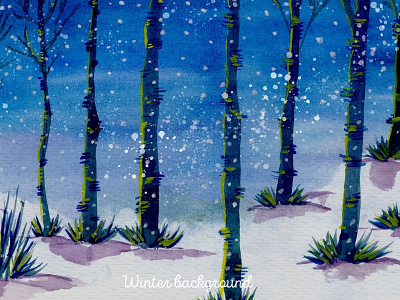 Background of watercolor forest with trunks 2017 christmas december forest hills holiday landscape tree winter