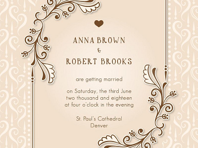 Vintage wedding invitation with floral details card cute flower invitation save the date swirl vintage wedding