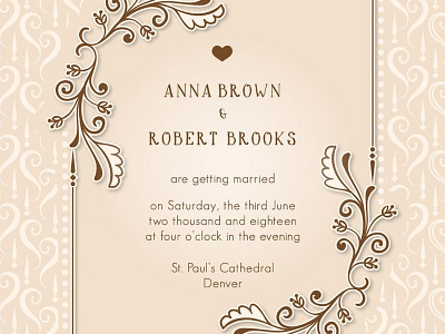 Vintage wedding invitation with floral details