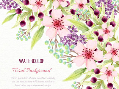 Watercolor beautiful background with flowers