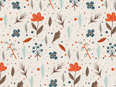 Floral pattern with orange flowers