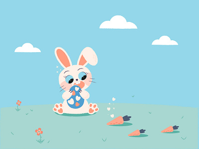 Cute easter bunny with egg adobeillustrator bunny carrot design easter egg graphic design illustration spring vector