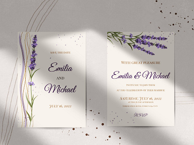 Rustic watercolor wedding invitation