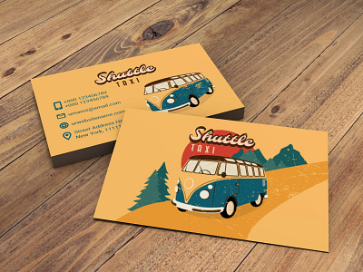 Business card in retro style fot a taxi company