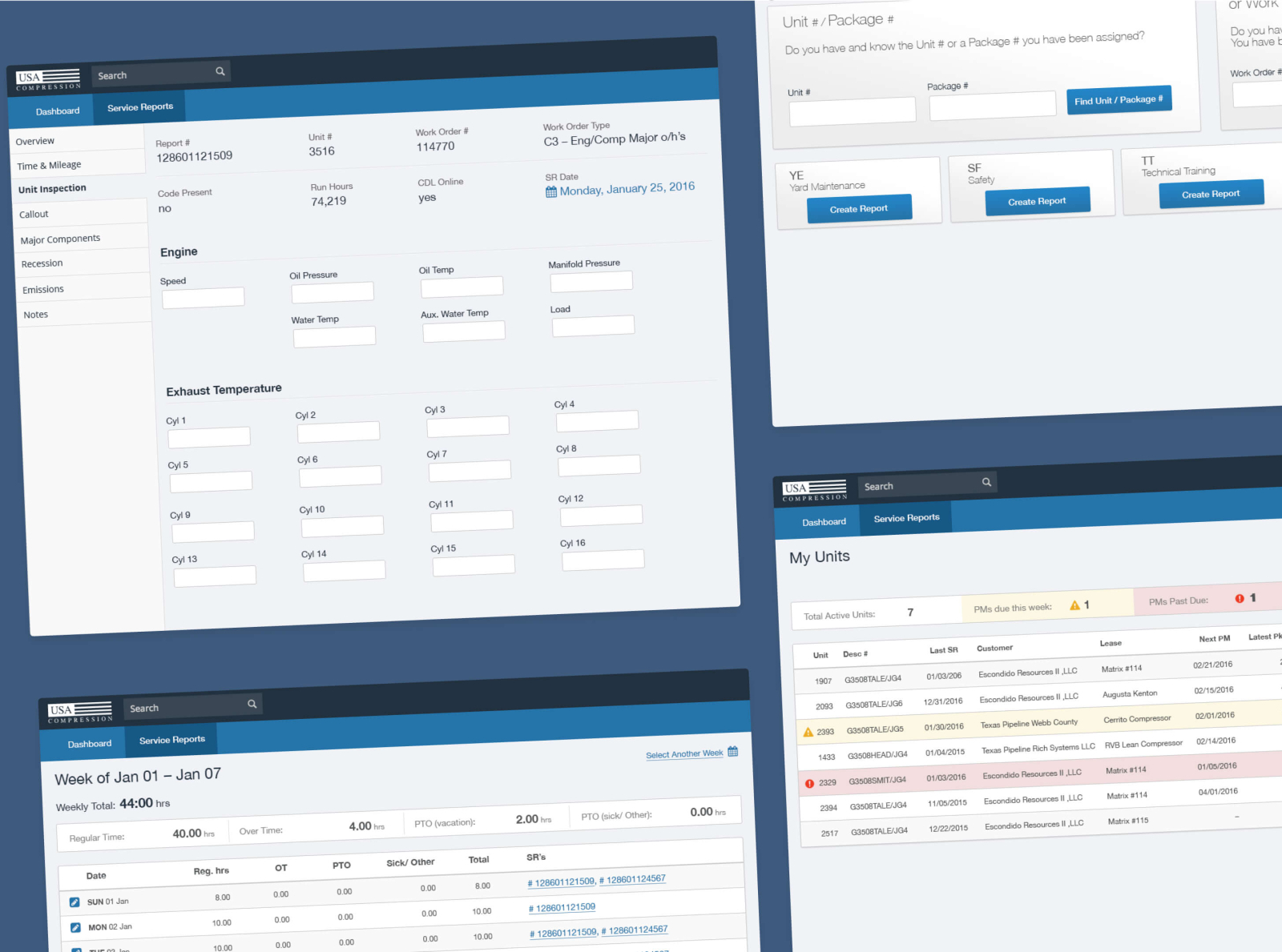 USA Compression Service Reports Application by James Thompson on Dribbble