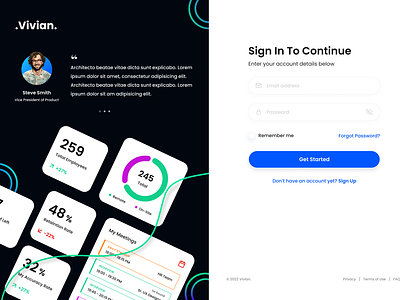Sign In page Concept for Saas Application auth components dark light login saas sign in testimonials ui