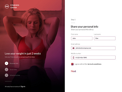 Daily ui #001 clean fitness signup signup onboarding signup progress signup steps steps ui wizard