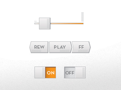 UI Player Parts button off on orange play player slider tech ui ux white
