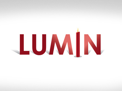 LUMIN bright candle illuminate light logo lumin red shadow simple