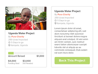 Pure Charity project widget design ui