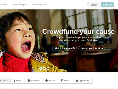 Pure Charity Home Page crowd funding design home page