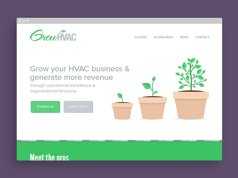 GrowHVAC home page design design home page photoshop flat