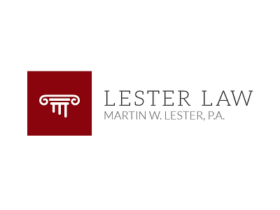 Lester Law Logo branding law firm logo pillar red