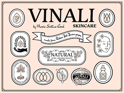 Vinali Skincare Branding beauty branding design design elements elegant feminine grapes graphic design illustration logo skincare