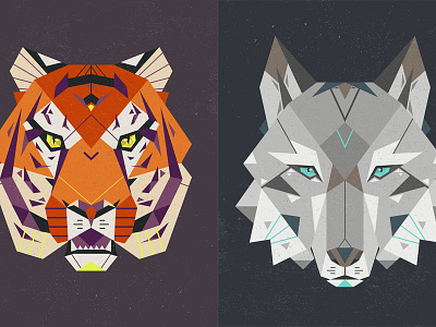 Done! animals geometric illustration texture tiger wolf