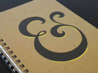 Hand-painted Ampersand Notebook ampersand grey hand painted lettering notebook sketchbook yellow