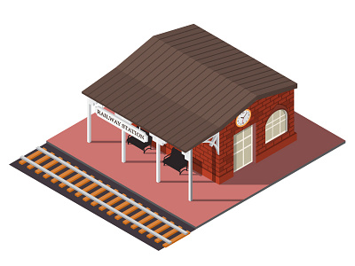 Isometric railway station