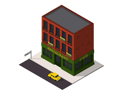 Isometric Restaurant building cafe isometric restaurant vector