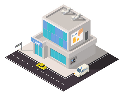 Isometric bank, vector bank building illustrator isometric vector