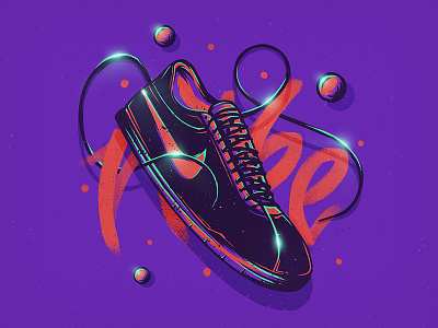 Nike 'n Type abstract brush glow illustration nike pen shoe skateboard typography