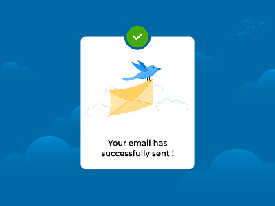 Email sent bird pop-up animation design email gradient icon illustration infographic logo message popup sent successful ui ux vector web website