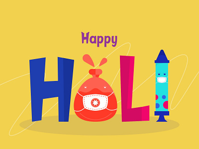 Happy Holi artwork ballon colors coronavirus happy holi 2020 holicorona icon illustration illustration design pichkari safe holi typography uidesign vector vector art water balloon