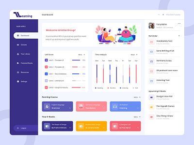 Learning Course App art artwork color course app dashboad dashboard ui design e books icons learn learning app learning dashboard logo profile typogaphy ui ui design uiux ux yudiz