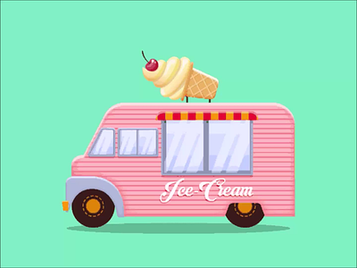 Ice cream truck animation design gradient illustration minimal vector