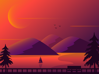 Sunset design gradient illustration vector