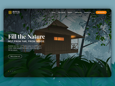 Tree House web banner and illustration affinity designer banner design forest gradient hut illustration lights travel ui ux vector web website