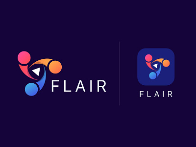 Flair Logo appicon brand brand design branding colorful dark ui design designstudio flair gradient logo graphics design icon logo logo design play talent ux vector yudiz