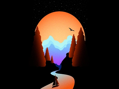 Dark forest art artistic artwork brush colorful design flat forest gradient illustration illustrator minimal mobile phone vector view wallpaper web website