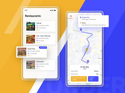 Food Delivery Service - Mobile App app cafe card courier cuisine delivery delivery app delivery service design food food app food order map offer order product restaurant service shipping tracking