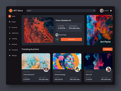 NFT-Dashboard blockchain colors dark theme darkthemeui dashboard dashboard design design gradient graphic design logo nft nftstore ntf dashboard typography ui ux vector web