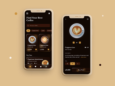 Coffee App app branding cafe clean coffee coffee bean coffee shop design drink gradient graphic design illustration minimalist mobile ui ux vector