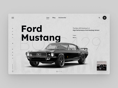 Ford Mustang Boss 429 branding car classic clean creative design ford graphic design illustration landing mustang old slider typography ui ux vehicle web
