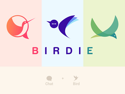 Birdie Logo artwork bird bird artwork branding bright color chat communicate communication design gradient graphic design illustration logo logo design message speed typography ui vector web