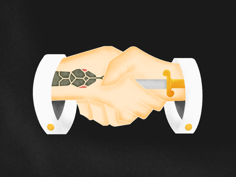 Deal ! affinity deal design handshake illustration snake sword vector
