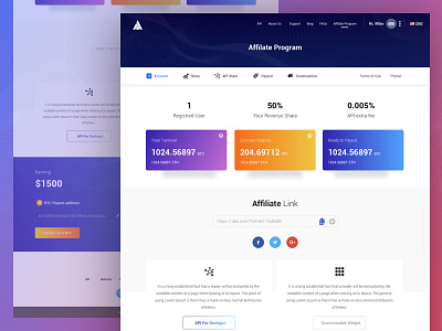 Affiliate Page affiliate crypto exchange cryptography dashboard link ui ux web website