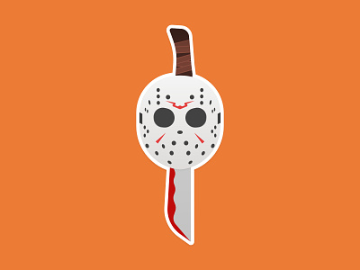 Friday the 13th diecut halloween illustration jason voorhese mask sticker sticker design stickermule